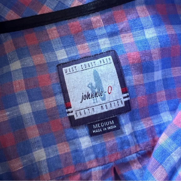Johnnie-O Linen Check Button Down Shirt - Picture 6 of 8